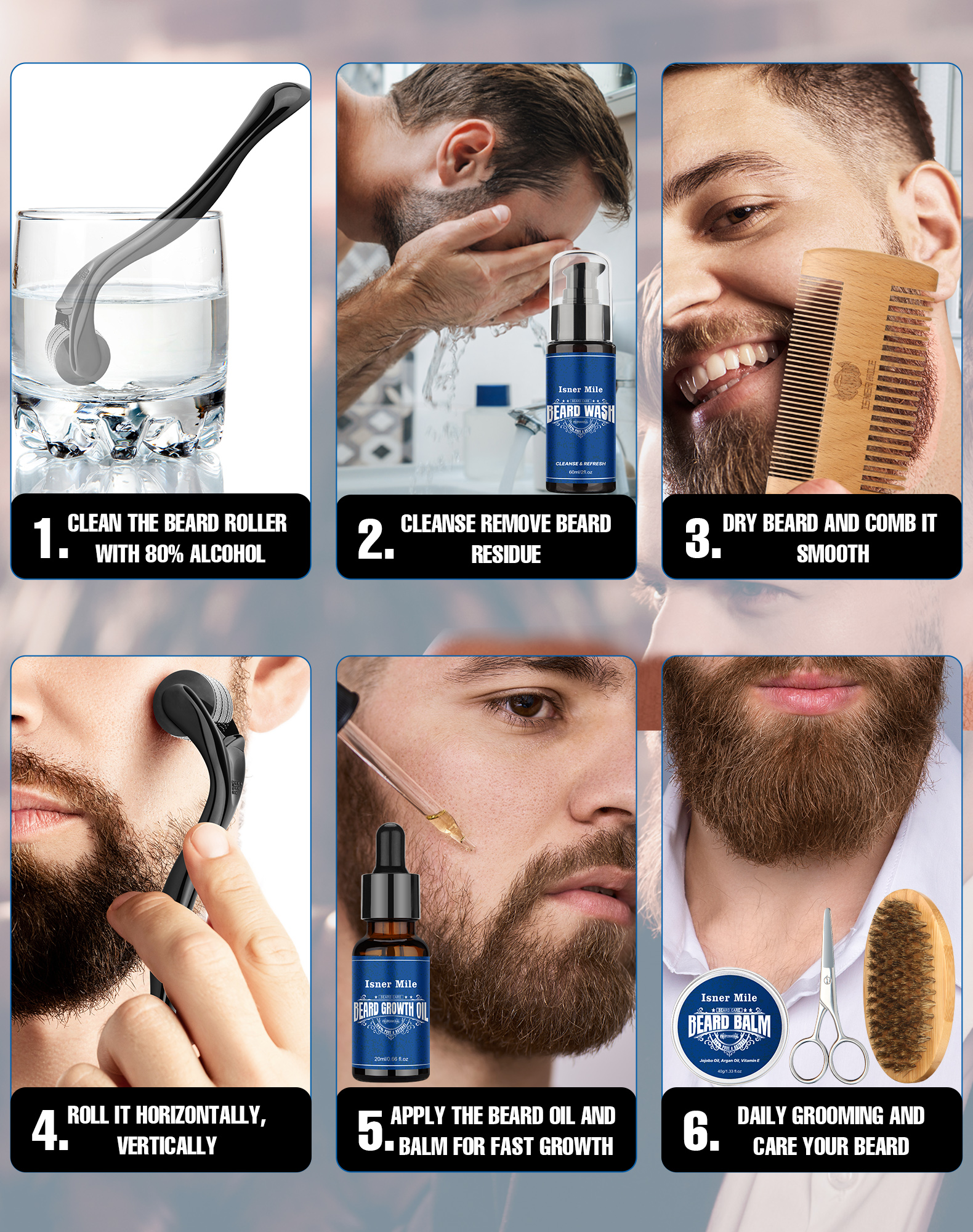 Valentines Day Gifts for Him - Beard Grooming Kit w/Beard Oil Beard Balm  Beard Brush Beard Comb Beard Scissors - Anniversary Birthday Gifts for Men