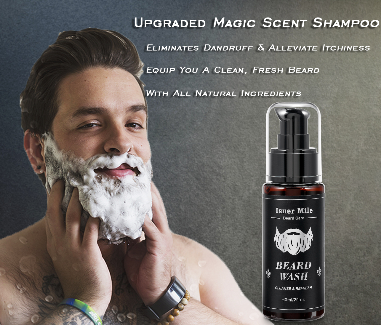isner mile beard kit for men grooming & trimming tool with beard shampoo wash